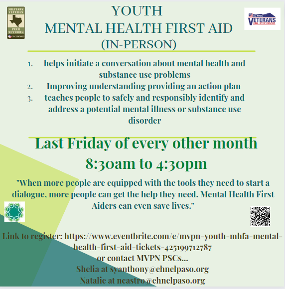 Youth MHFA: Mental Health First Aid - El Paso Veterans One-Stop Center